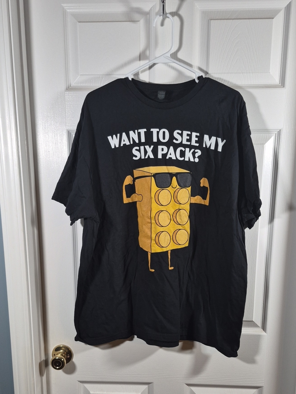 Gildan Black Tee with Yellow Six-Pack Graphic